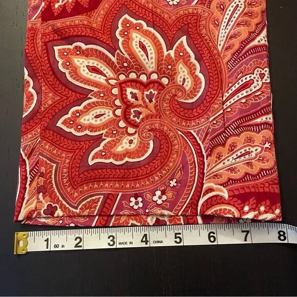 Banana Republic Red Pink Paisley Straight Pants Women's Size 6 - Picture 6 of 6